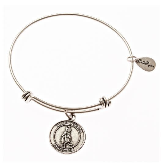 St. Christopher Adjustable Silver Bangle