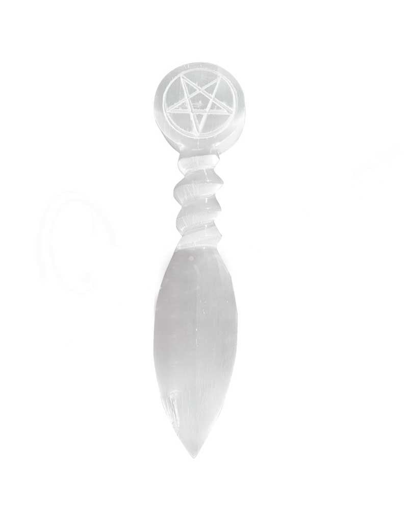 Selenite Athame with Pentacle 9.5&quot;