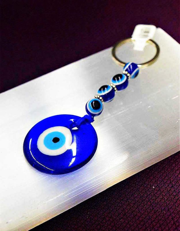 Evil Eye Bead String Keychain -4.5&quot;