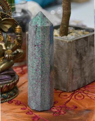 Ruby Kyanite Fuchsite Generator 6"  8 Sides