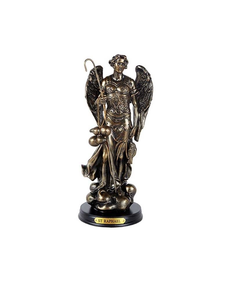 Archangel Raphael on Wood Base Statue 8.25&quot;H