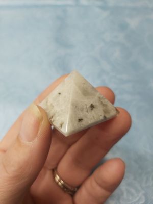 Moonstone &amp; Tourmaline Pyramid - 30MM