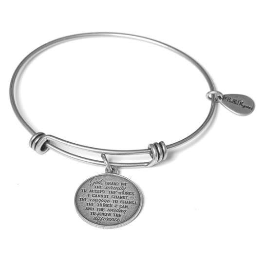 Serenity Prayer Adjustable Silver Bangle
