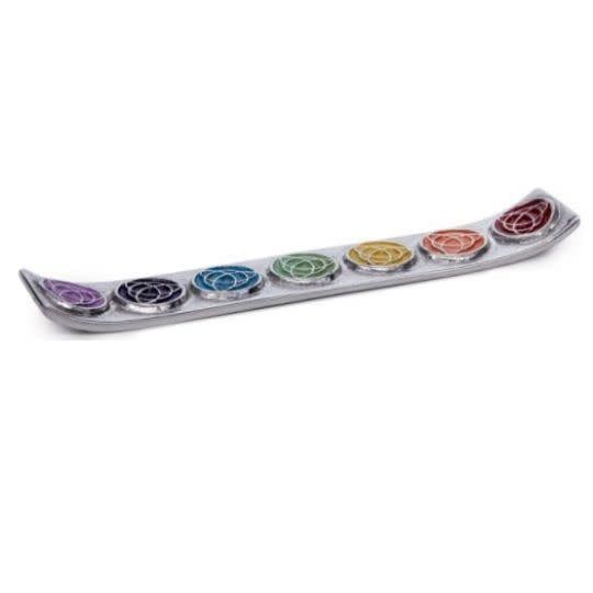 Metal Incense Burner Celtic Trinity in Chakra Colours
