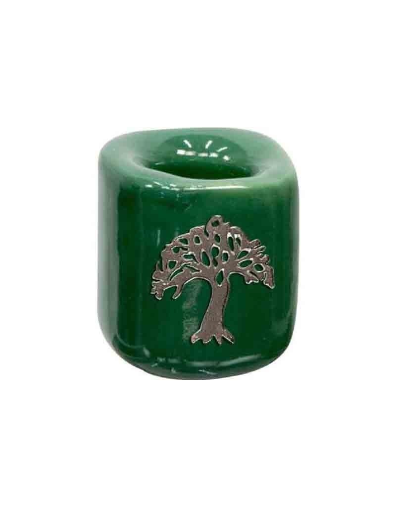 Mini Candle Holder Green w/ Tree
