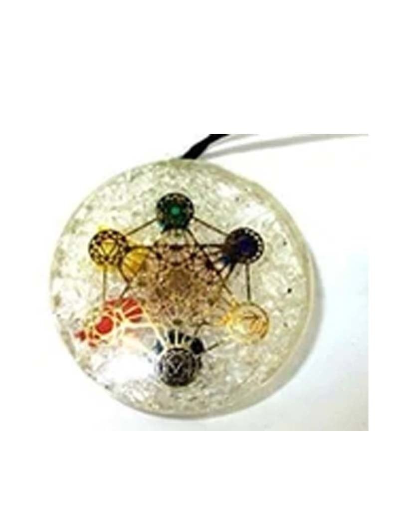 Clear Quartz Metatron&#39;s Cube - Orgonite Necklace Pendant