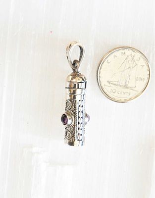 Keepsake Amethyst Chamber Tube Pendant with Stone Sterling Silver