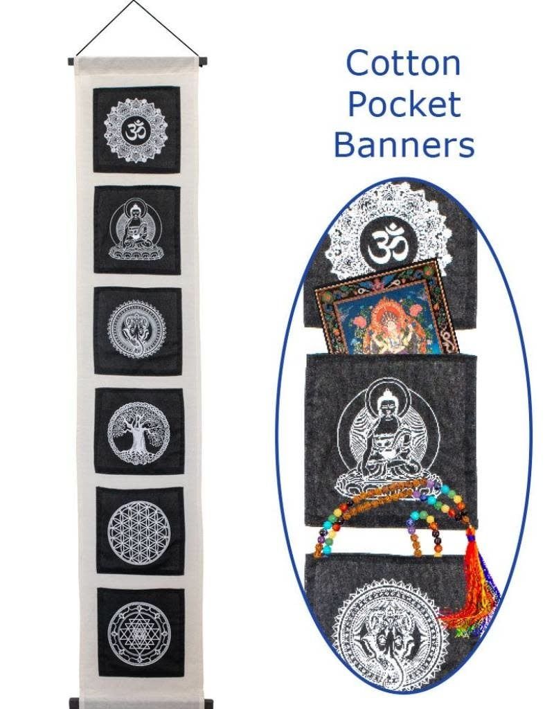 Sacred Symbol Banner with Pockets 51&quot; - White