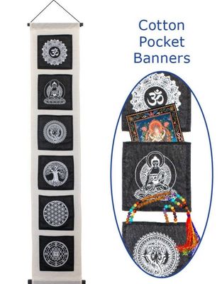 Sacred Symbol Banner with Pockets 51&quot; - White