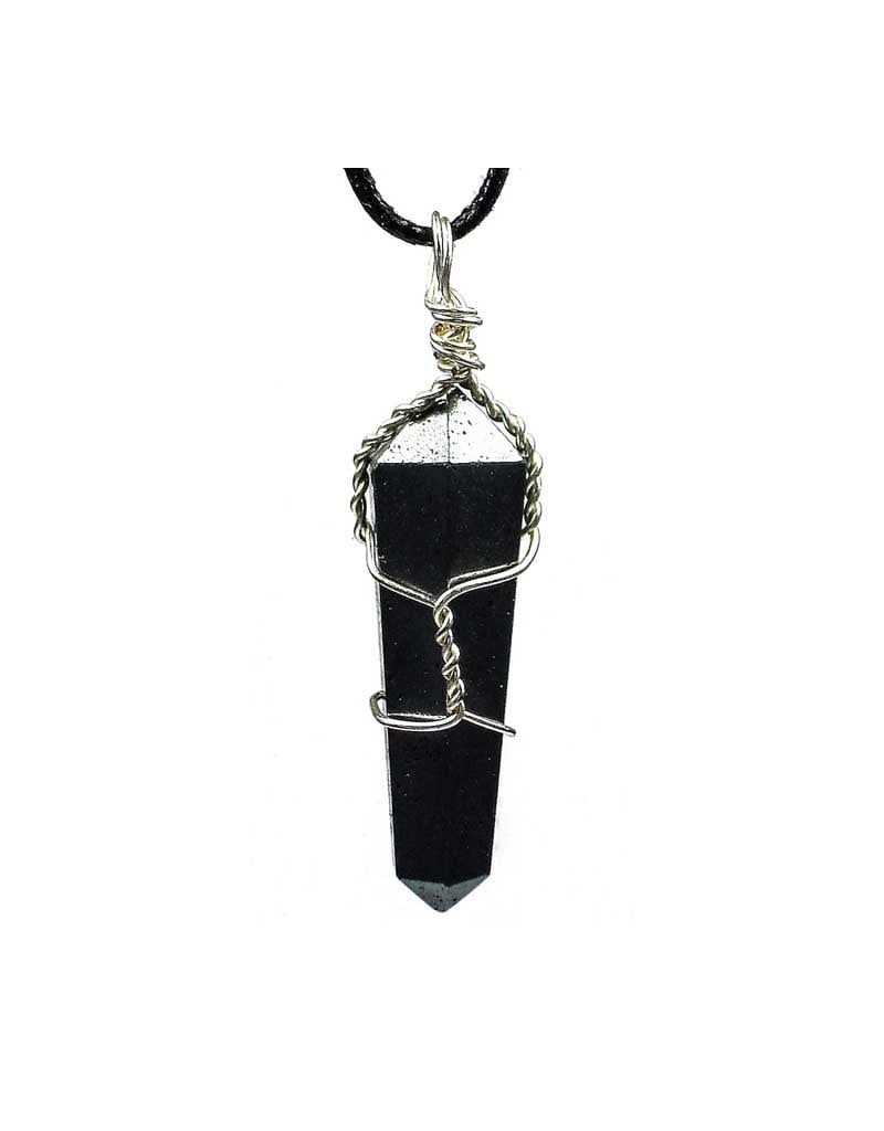 Hematite Wrapped Point Pendant - 1.75&quot;
