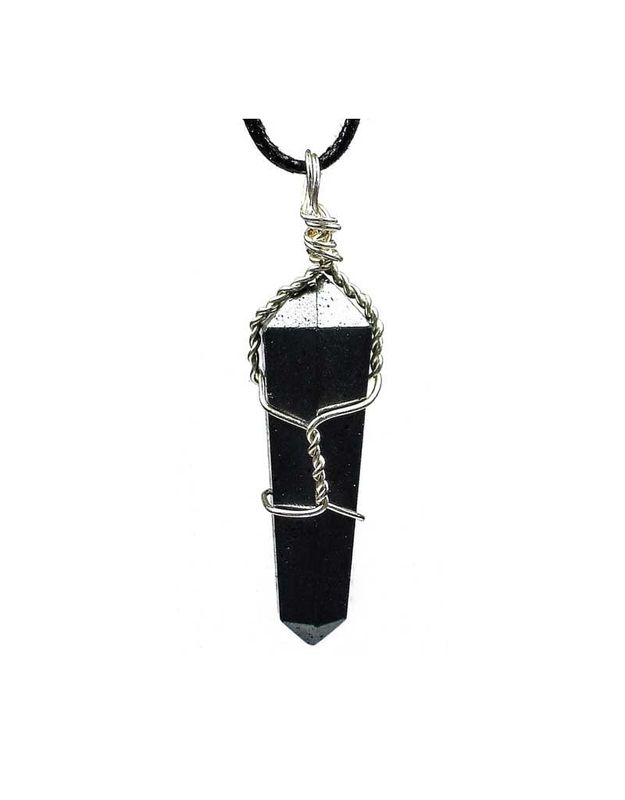 Hematite Wrapped Point Pendant - 1.75&quot;