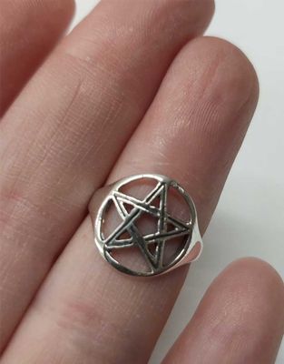 Large Pentagram Ring - Size 10 Sterling Silver