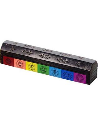 Wood Incense Burner / Storage Box Chakras