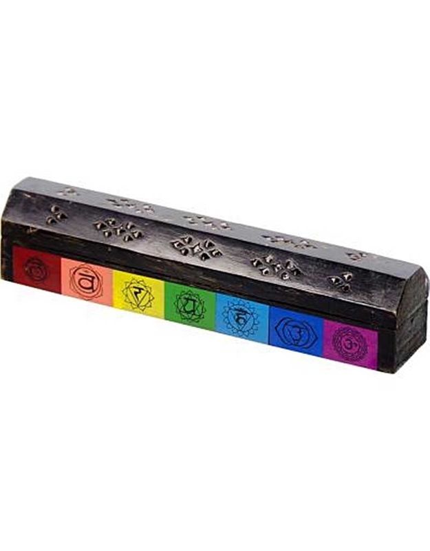 Wood Incense Burner / Storage Box Chakras