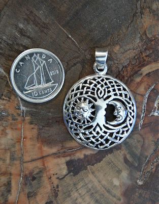 Celtic Tree Celestial Sterling Silver Pendant - 1"