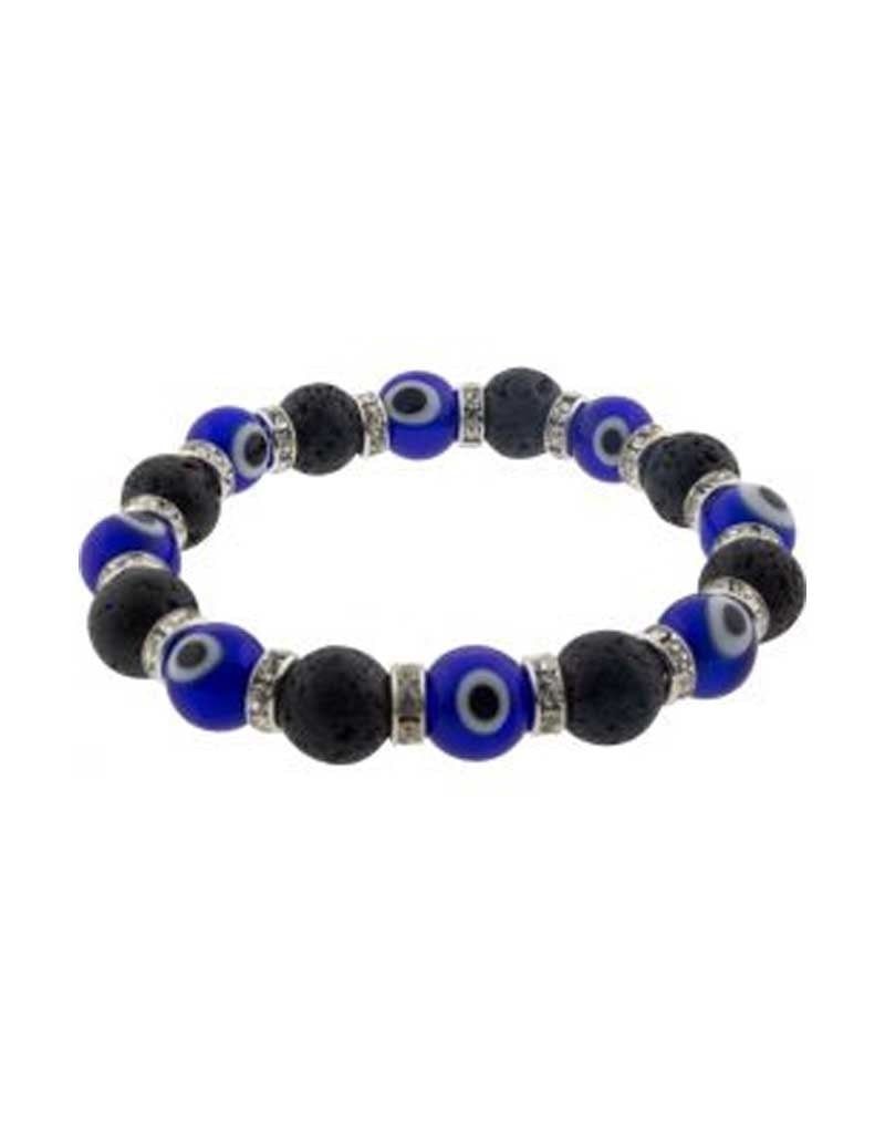 Cobalt Evil Eye &amp; Lava Bracelet
