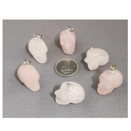 Rose Quartz Skull Pendant 3/4&quot;