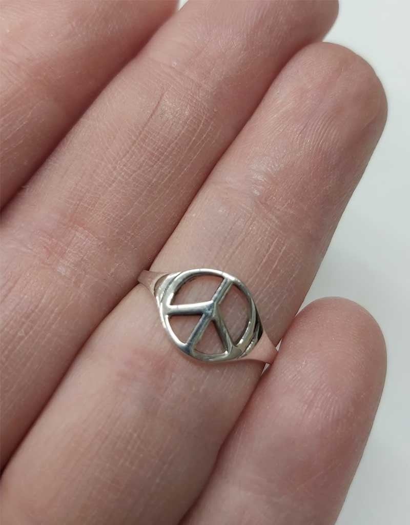 Peace Sign Ring - Size 3  Sterling Silver