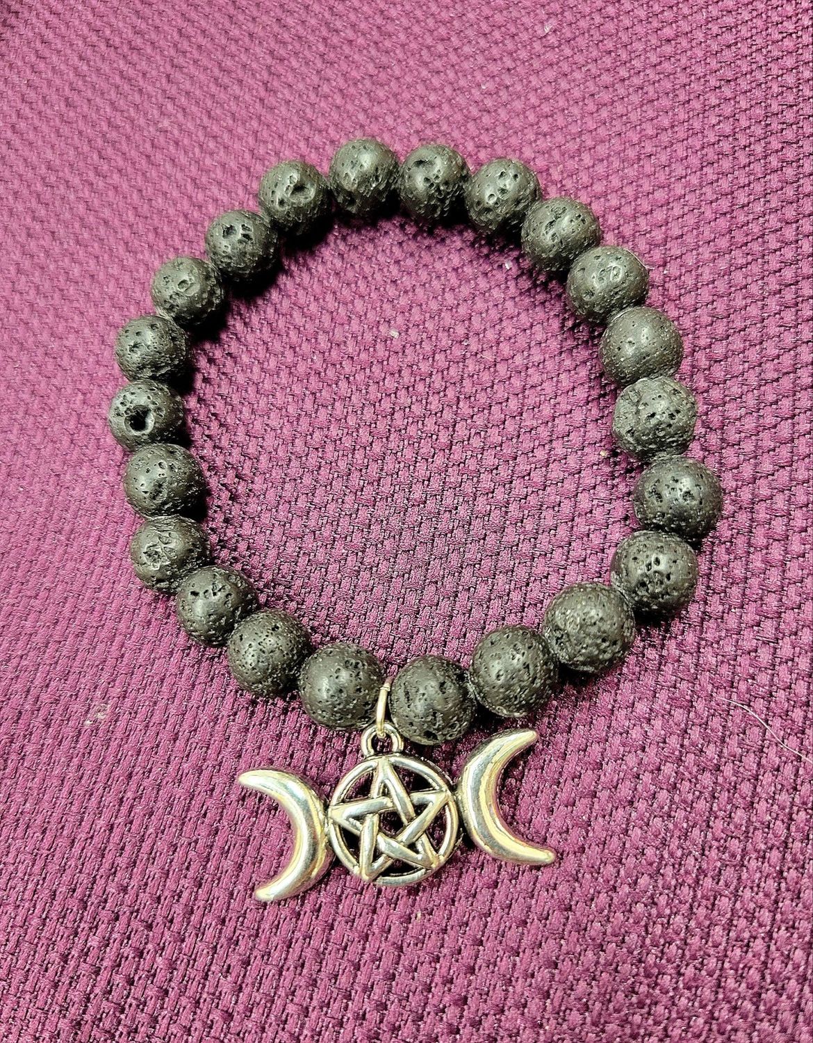 Triple Moon Lava Aromatherapy 8MM Bracelet