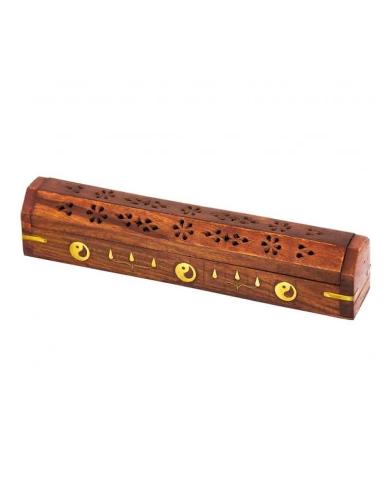 Wood Incense Burner / Storage Box Yin-Yang - 12&quot;