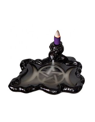 Triple Moon Backflow Incense Burner - 4.75&quot; x  5.75&quot;