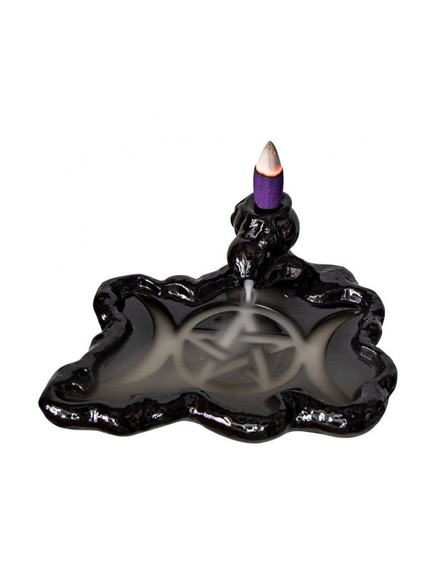 Triple Moon Backflow Incense Burner - 4.75&quot; x  5.75&quot;