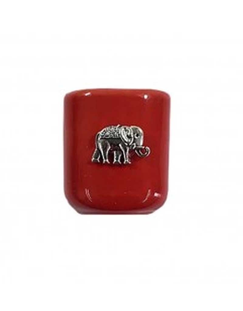 Mini Candle Holder Red w/ Elephant