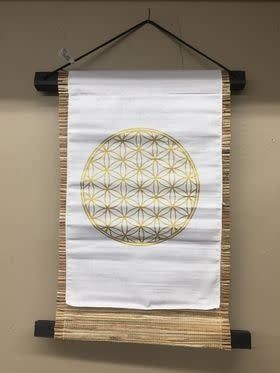 Golden Flower of Life Sea Grass Banner  – 12″X15″L