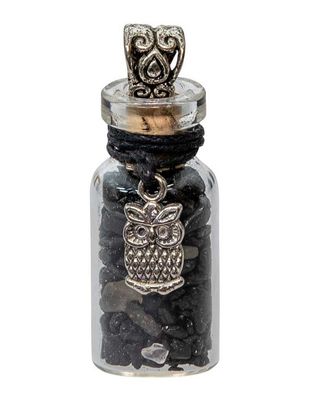 Black Tourmaline Chip Bottle Necklace