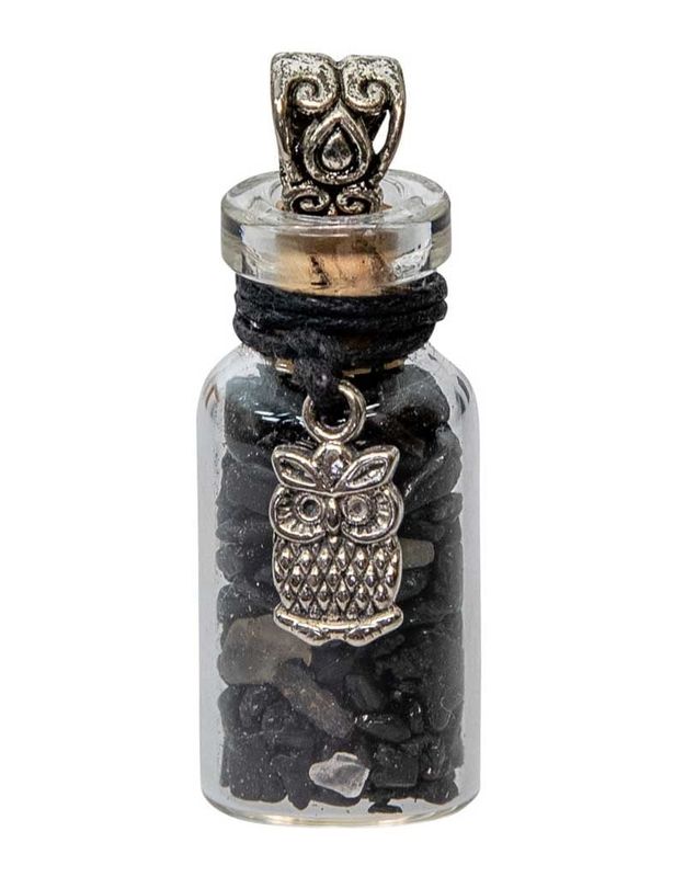 Black Tourmaline Chip Bottle Necklace