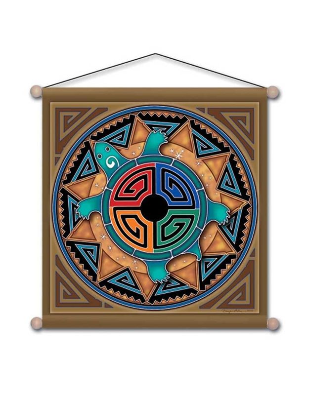 Meditation Tortosie Medicine Banner - 15&quot; x 15&quot;