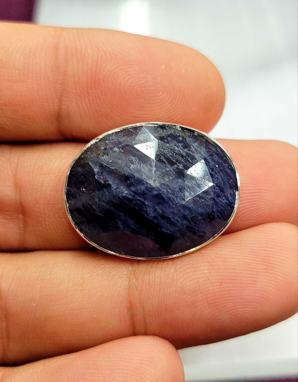 Iolite Ring Sterling Silver Faceted - Size 7