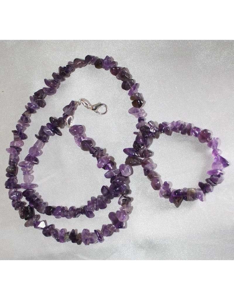 Amethyst 18&quot; Chip Necklace w Clasp