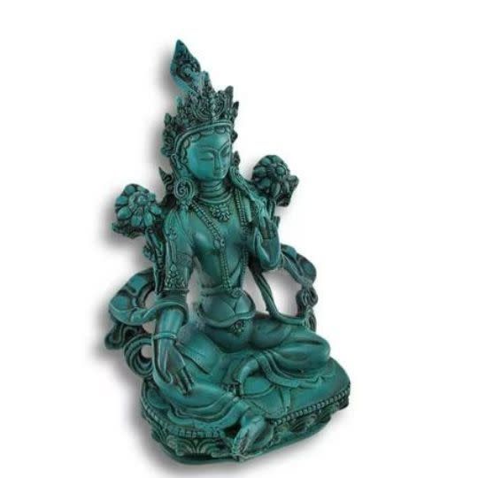 Green Tara Figurine Statue Antique Turquoise 4.5&quot;