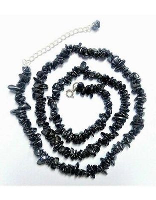 Hematite Chip Necklace with Clasp - 18&quot;