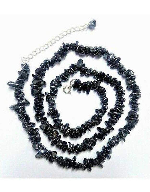 Hematite Chip Necklace with Clasp - 18&quot;