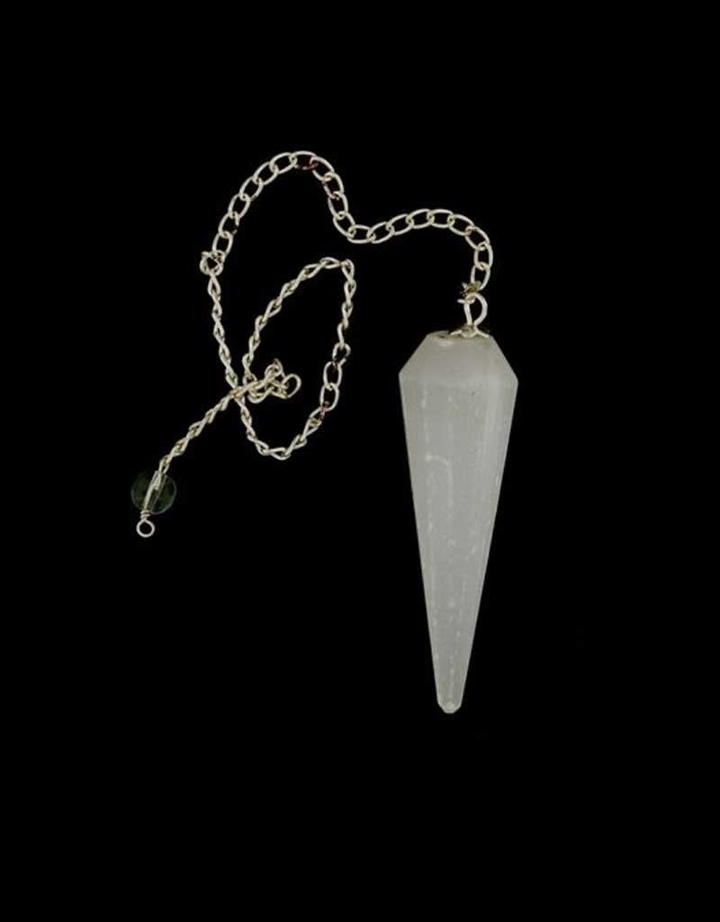 Selenite Faceted 12 Sided Pendulum