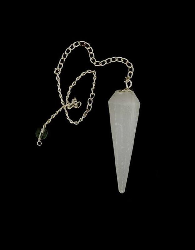 Selenite Faceted 12 Sided Pendulum