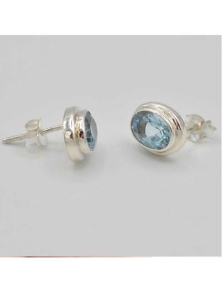 Topaz Oval Sterling Silver Stud Earrings
