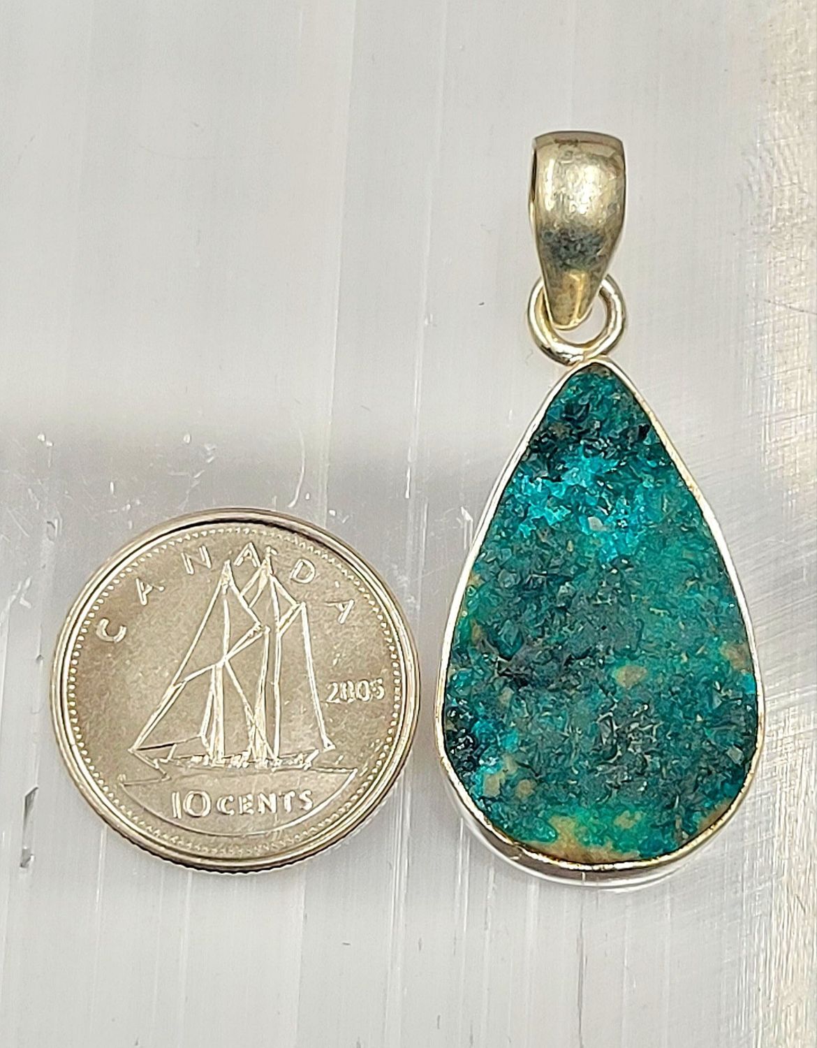 Dioptase Pendant Sterling Silver