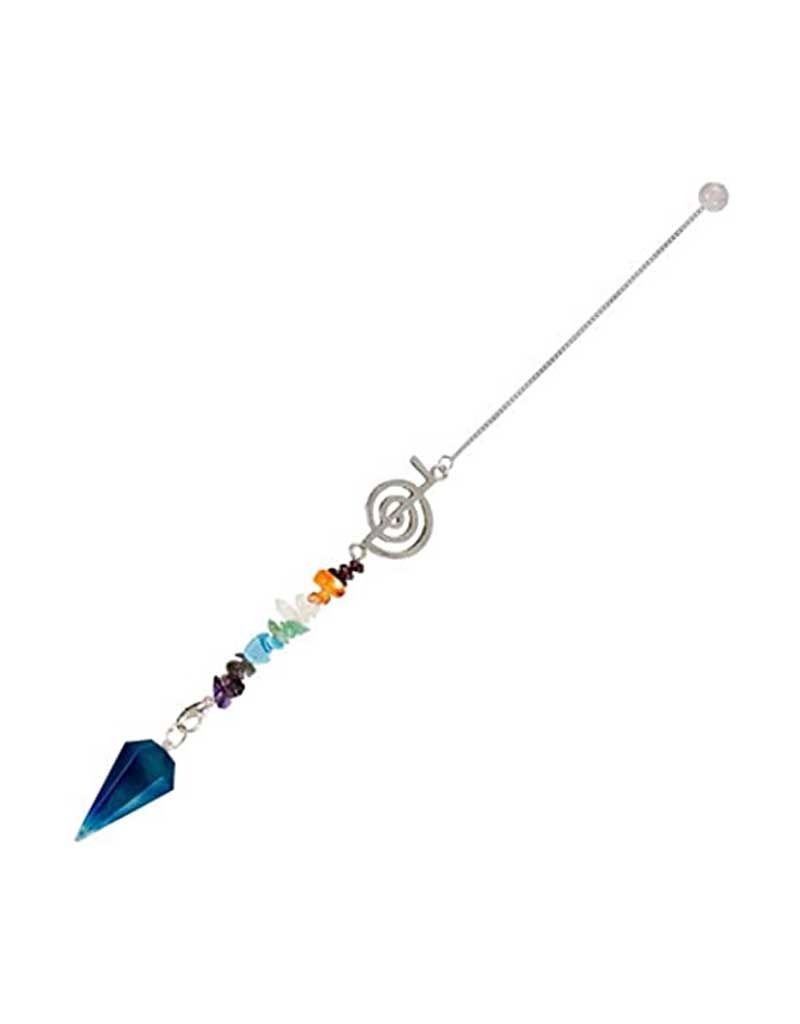 Reiki Symbol Chakra Chip Pendulum - Blue Onyx