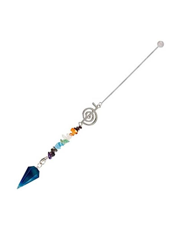 Reiki Symbol Chakra Chip Pendulum - Blue Onyx