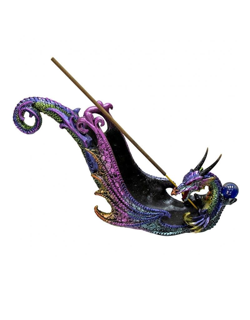 Multi-Color Dragon with Sphere Incense Burner 4.5&quot;