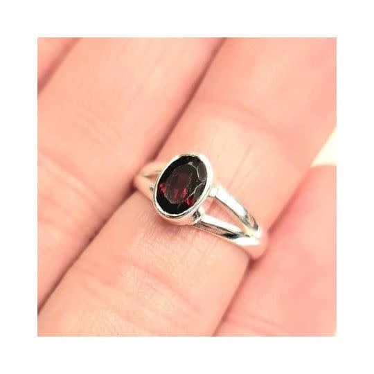Garnet Ring Size 5 Sterling Silver