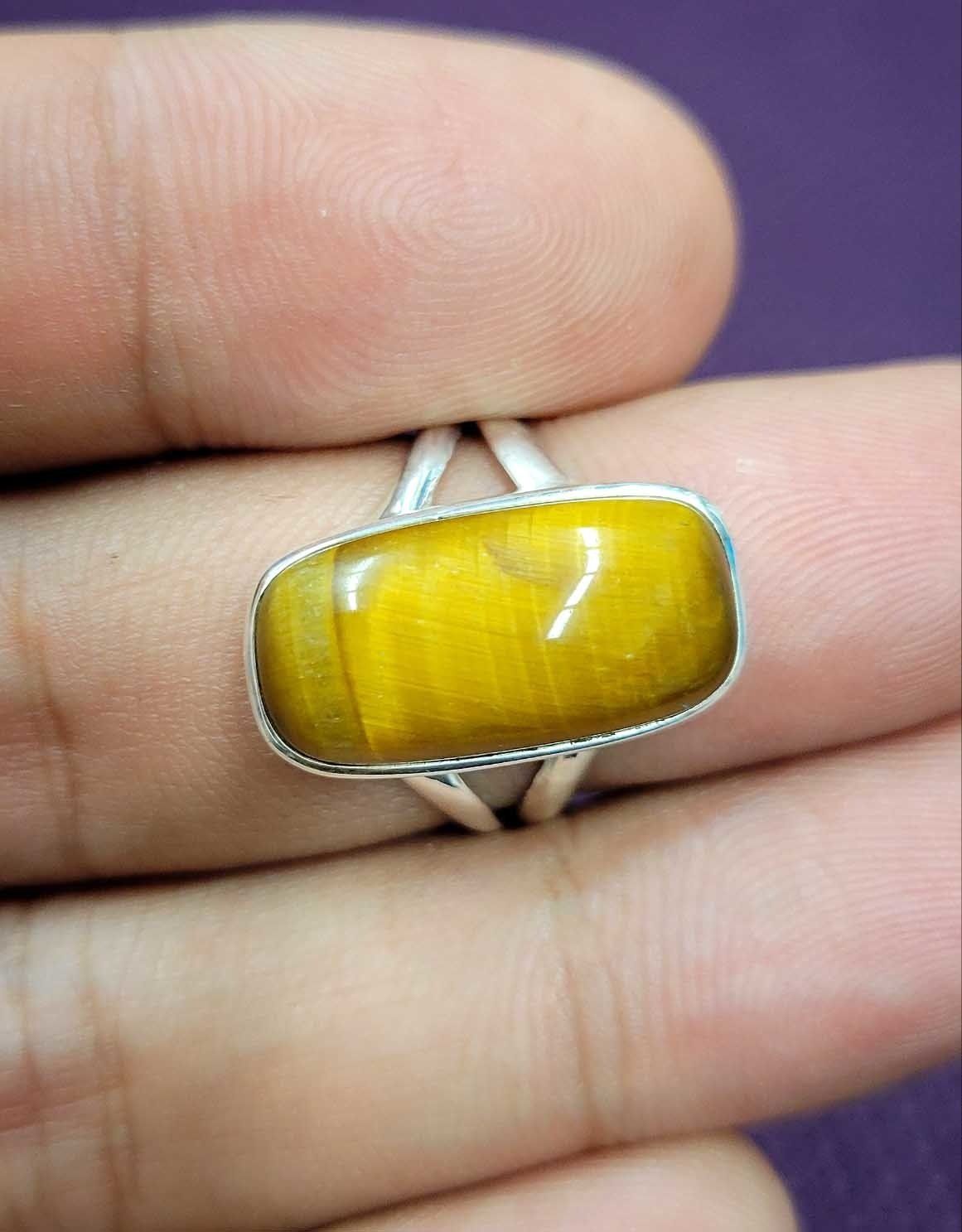 Golden Tiger&#39;s Eye Ring - Size 7 Sterling Silver