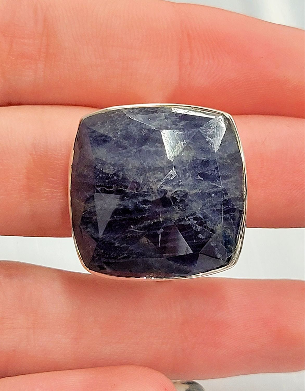 Iolite Ring Sterling Silver Faceted - Size 10