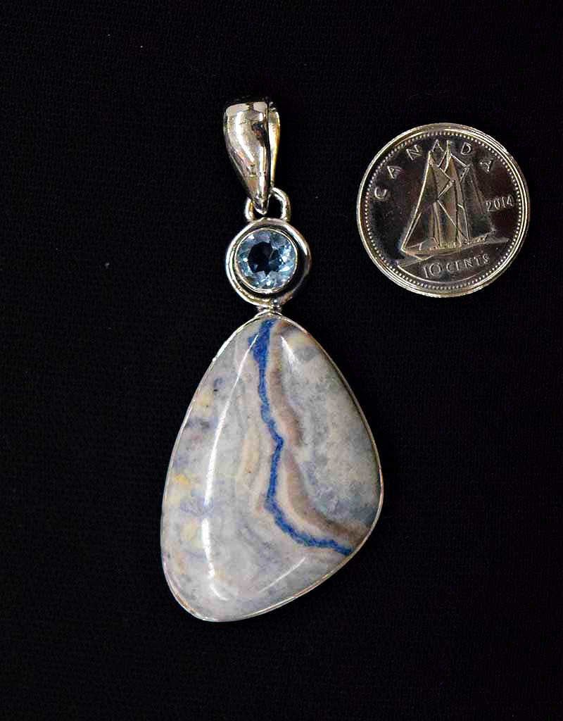 Lapis Lace Onyx (Blue Scheelite) with Topaz Pendant A Sterling Silver