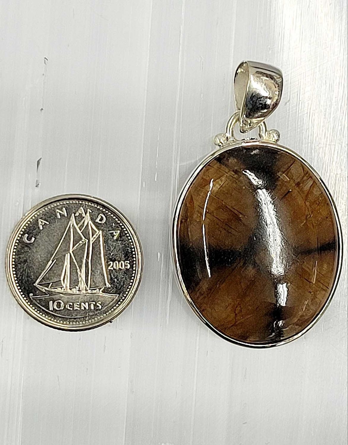 Chiastolite Pendant Sterling Silver