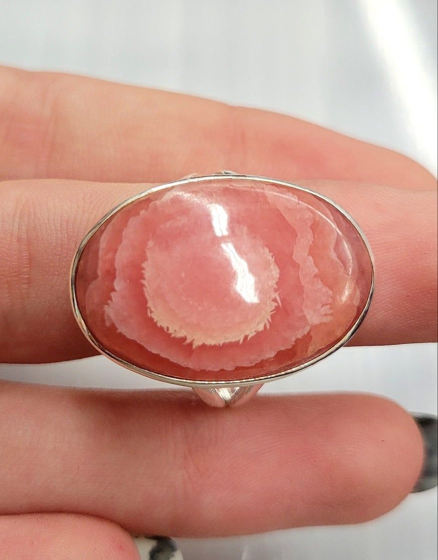 Rhodochrosite Ring - Size 10 Sterling Silver