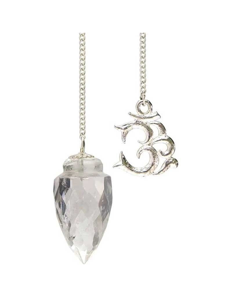 Clear Quartz w OM Charm Pendulum